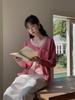 [Ge Ming] Women's Retro Color Block Patchwork Knit Cardigan - Fake Two-Piece Long Sleeve Top for Autumn, Y8810F