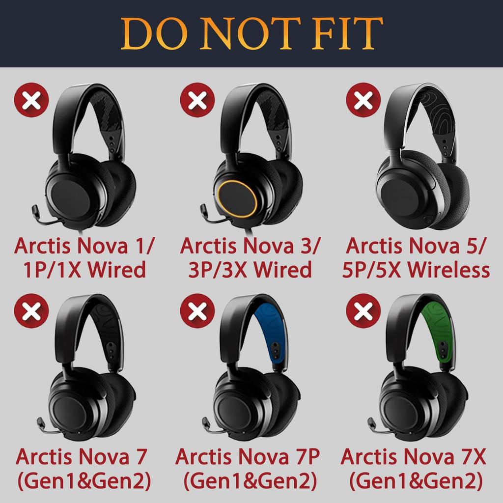 SOULWIT Cooling Gel Ear Pads for Arctis Nova Pro Wireless/Nova Elite - Black