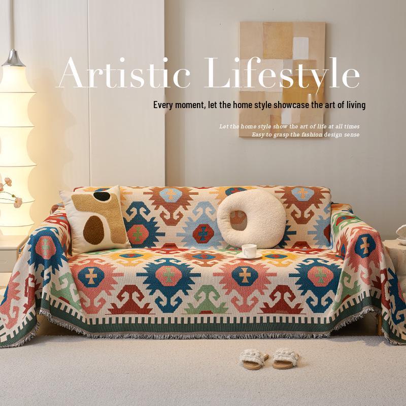 Nordischer Stil Vier Jahreszeiten Sofabezug: Rutschfest, Kratzfest, Vollständige Abdeckung Handtuchdecke.