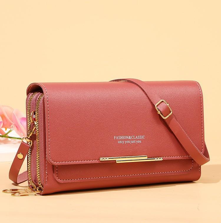 

Сумка для сотового телефона, женская двухслойная монетница, маленькая сумка, большая вместительная сумка через плечо Ms. Сумка-клатч Hundred