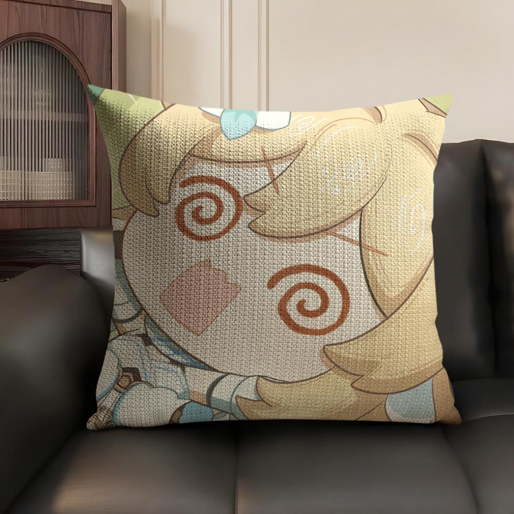 Lumine Cute Cute Genshin Impact Cushion Cover Natural Linen Organic Fabric DoubleSided Printing Sofa Home Decor Pillow Case