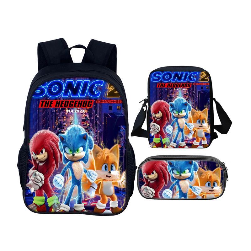 Sonic The Hedgehog 2 Book Bag Set With Waterresistant Polyester For School And Travel