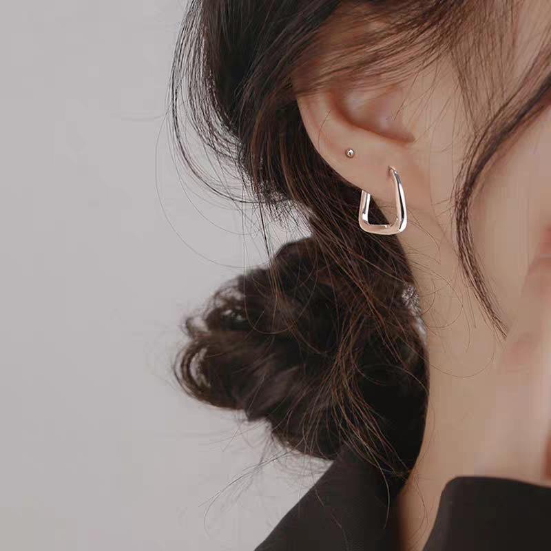 Minimalist Hoop Earrings with Geometric Square Design Fashion Metal Texture Commute Jewelry