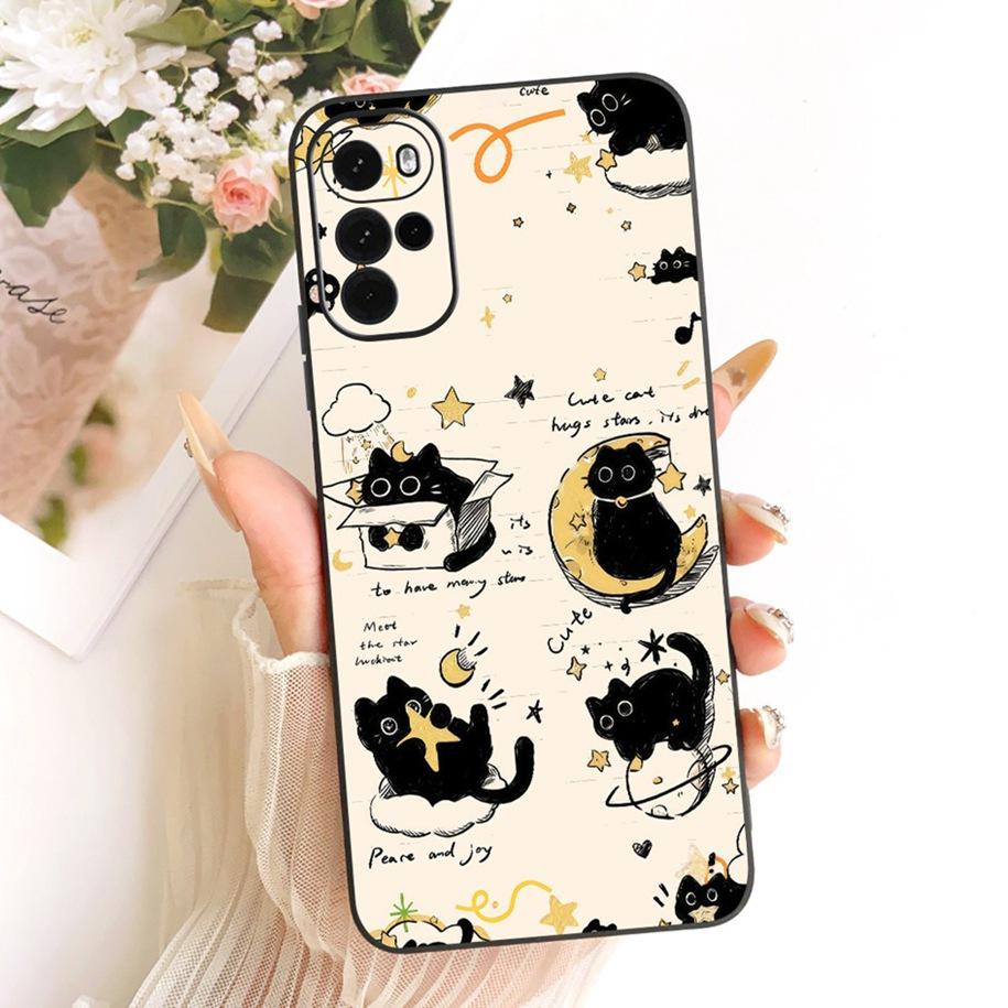 Für Motorola Moto G22 G32 G42 Hülle XT2231-1 XT2235-2 XT2235-2 Niedliche Katze Schmetterling Cartoon Weiche Hülle Für Moto G62 5G MotoG42 Capa