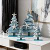 4Pcs/Set Blue Coastal Christmas Tree Ornaments Wooden Ocean-Themed Table Centerpieces Xmas Party Figure Home Decor