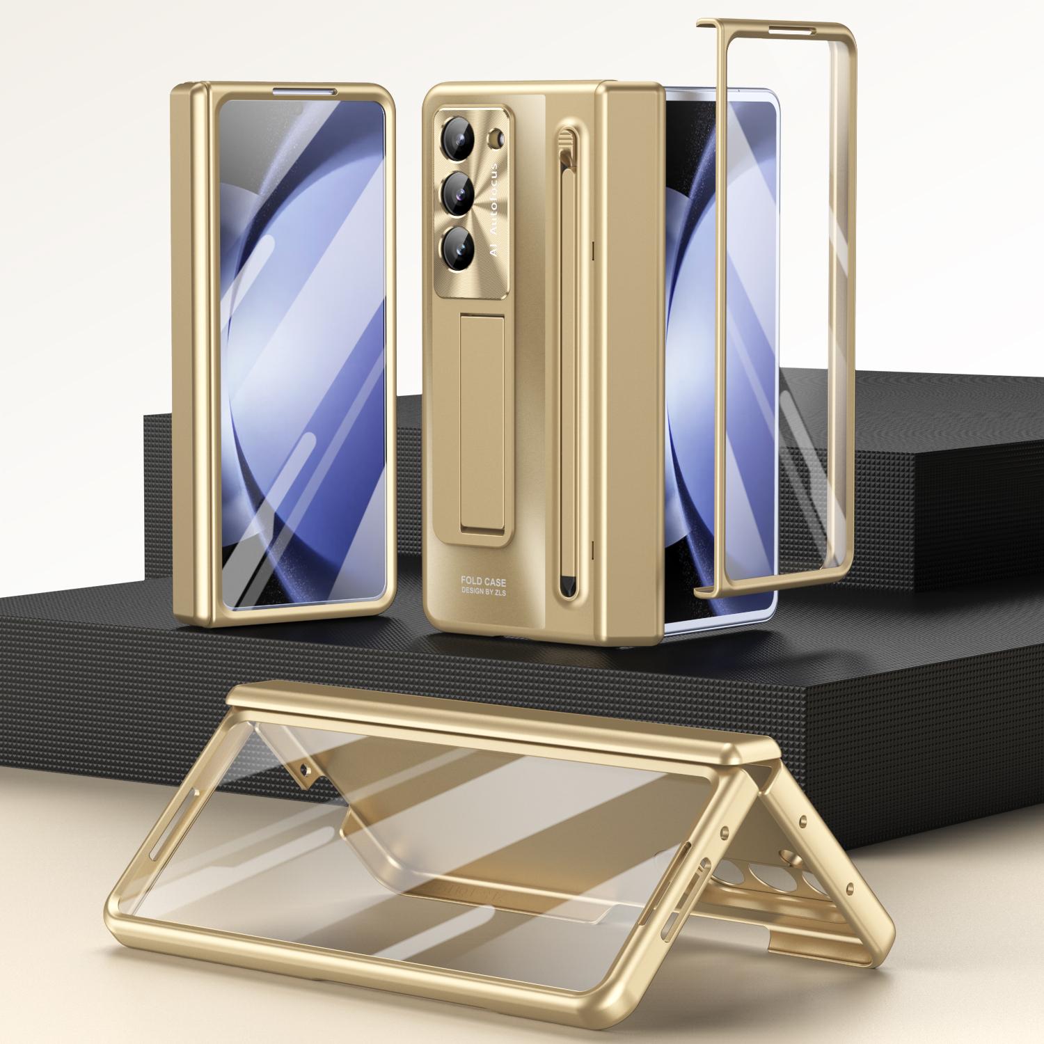 

RENGZ противоударный защитный чехол с шарниром для Samsung Galaxy Z Fold 6 5 4 с подставкой для пера Fold5 защитная пленка из закаленного стекла For Galaxy Z Fold 5