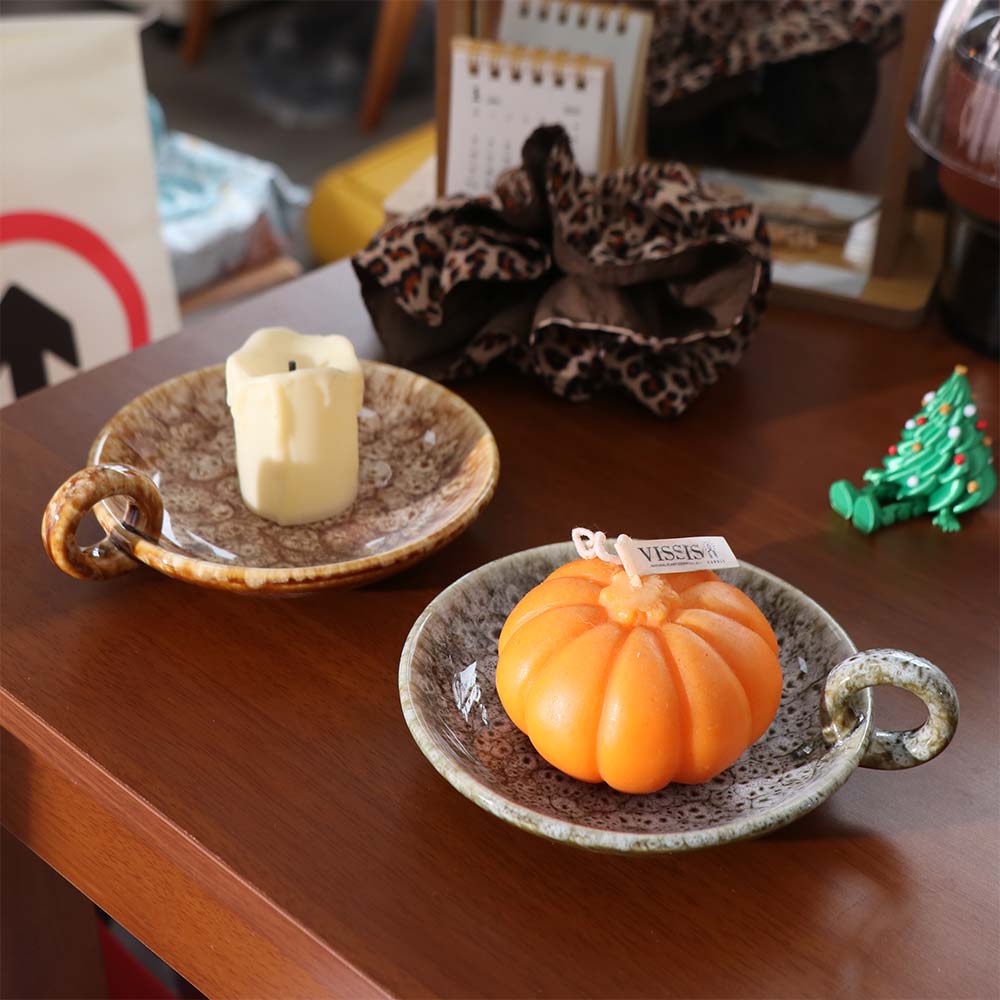 Retro Style Ceramic Candle Plate Decorative Candlestick Holder Candle Holder  Anniversary
