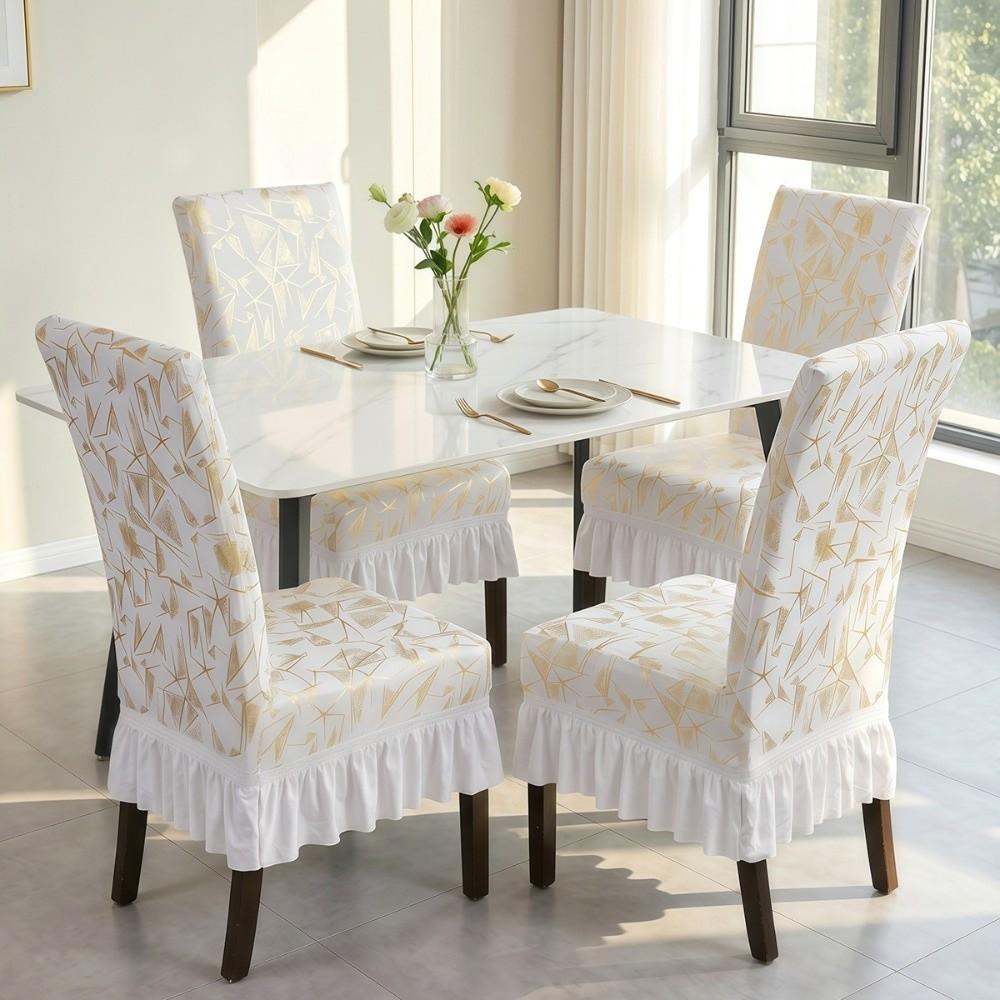 Dustproof Skirted Chair Cover Wear-resistant Dinning Seat Case Chair Slipcover  Living Room