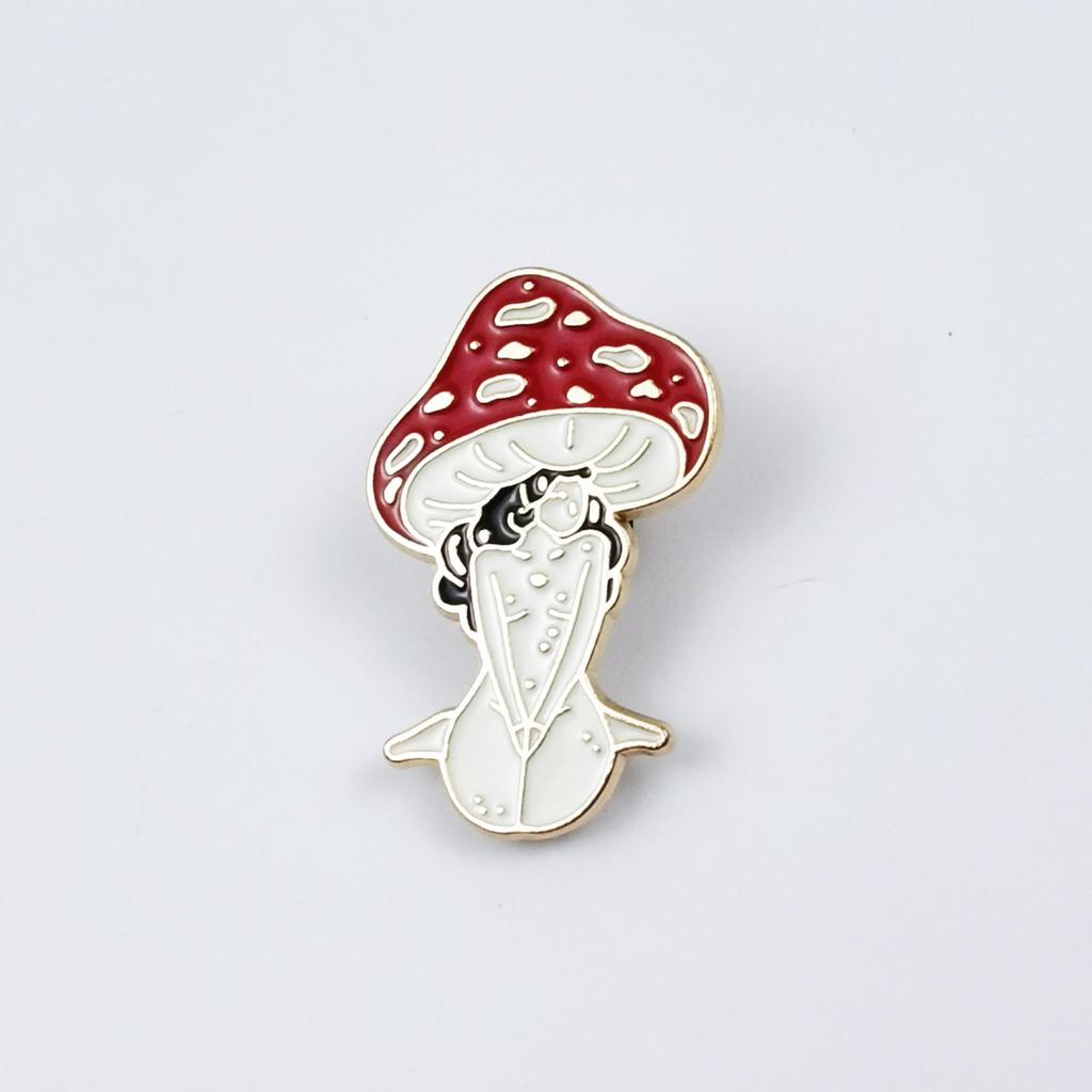 Colorful Creative Mushroom Man Cartoon Brooch – Metal Badge Accessory for Bags and Clothing