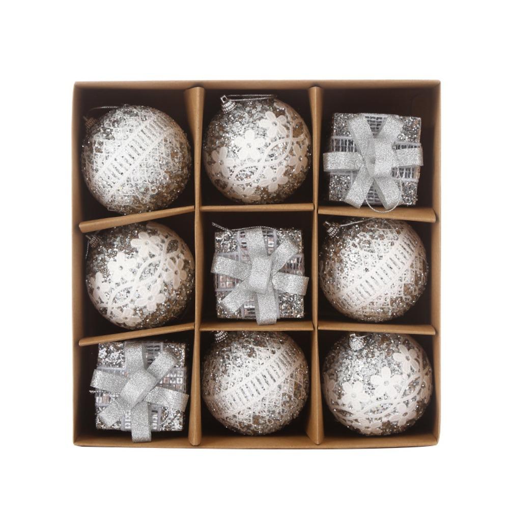 9pcs Shatterproof Foam Christmas Ball Pendant 8cm Xmas Tree Ornaments  Holiday Festival Decor