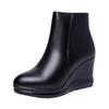 7cm Small Size 32-43 New Platform Wedges Shoes with Fur 2025 Winter High Heels Ankle Boots Snow Motorcycle for Office Mom
