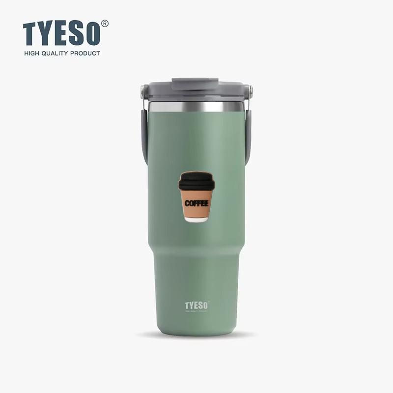Tyeso 1200ML Vacuum Flasks Stainless Steel Coffee Cup Cold Hot Double-layer Insulated Big Capacity Cold Water Cup with Coffee Sticker