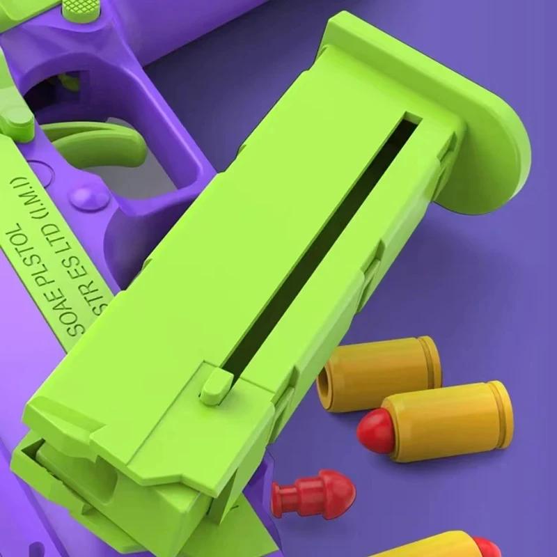New  Carrot Gun 1911 Hand Grab Simulation Toys Air-Hung Colt Model Decompression  Continuous Throwing Shell Children Toy