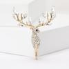 Rhinestone Longhorn Elk Brooches for Women Unisex Glass Animal Pins Banquet Party Backpack Gifts Jewelry Accessories