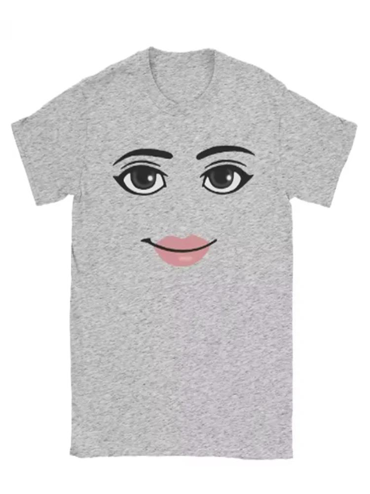 

Men s Summer Pure Cotton Top Robloxs Robot Novel Female Face Game Meme T-shirt Round-neck Short-sleeved Dress for Both Men M