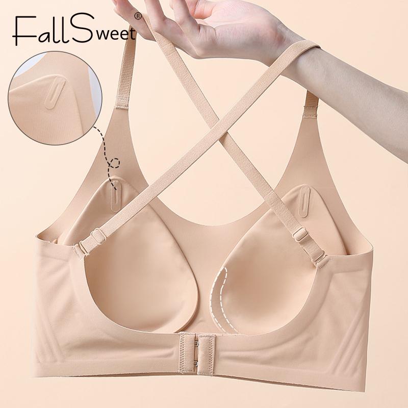 Women's Plus Size Bra Push Up Seamless Invisible Bralette Comfort Wireless Brassiere U Back Multiway Bras Everyday Underwear Sexy Ladies Lingerie