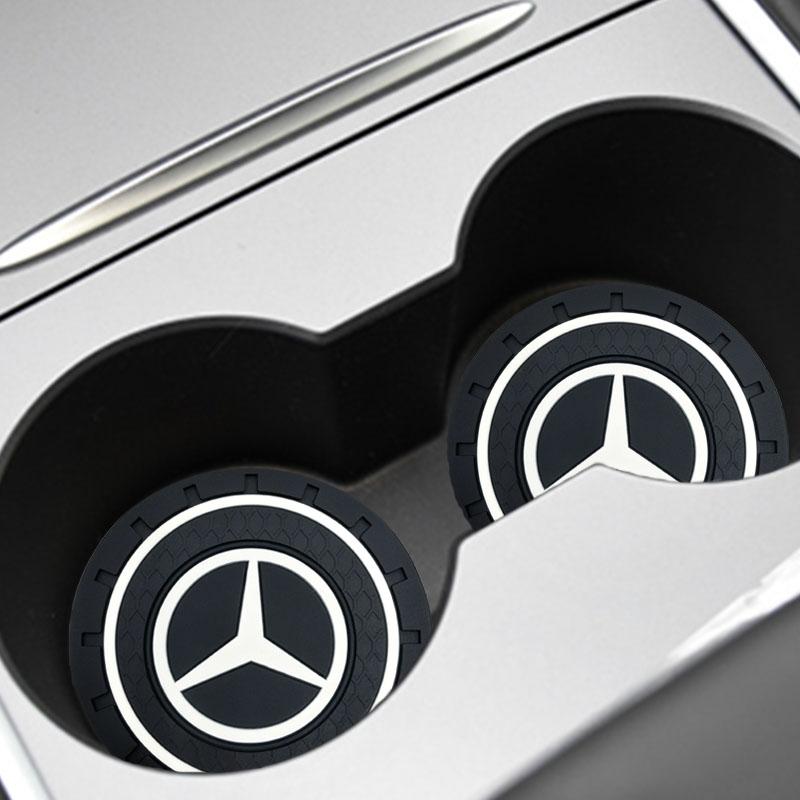 2Pcs Car Anti Slip Coaster Anti-noise Water Cup Pad Cushion Car Accessories For Mercedes Benz GLE63 CLS63 GLC63 W204 W205 C63 W212 W213 E63 W222