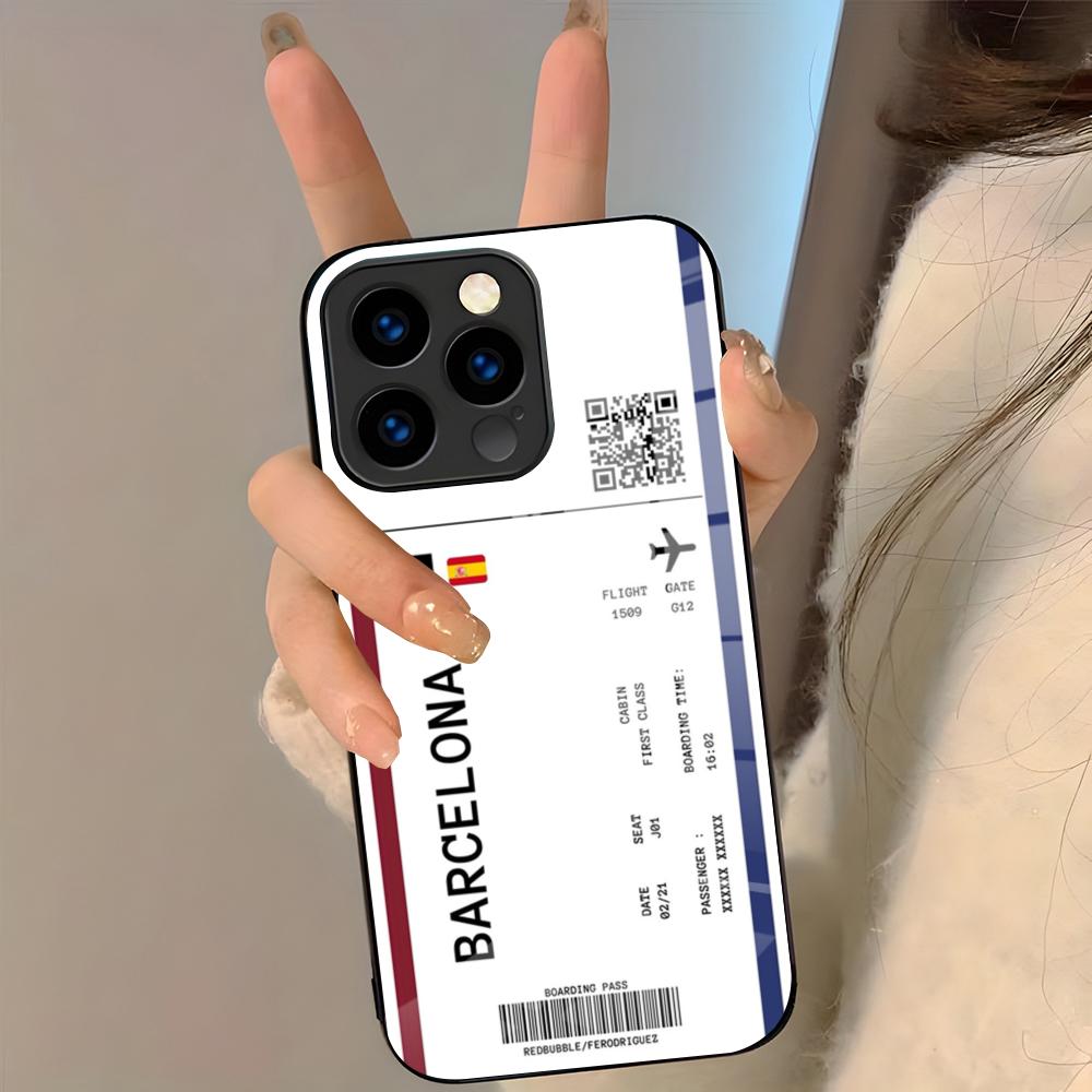 

Plane Fight Ticket Phone Case For IPhone 17 Pro Max 16 15 14 Pro Max 13 11 Plus Glass Cover iPhone 12