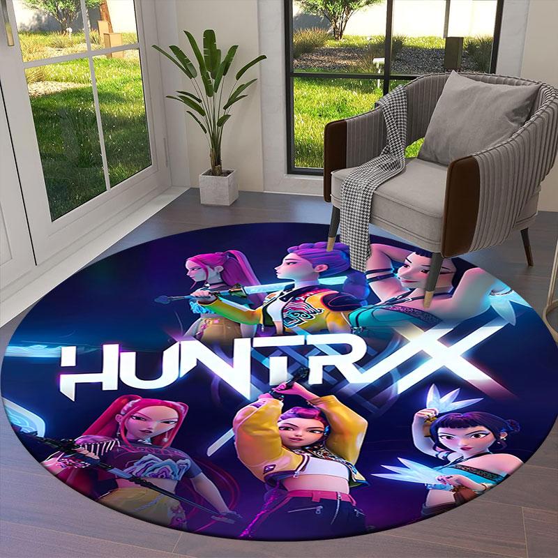 Kpopdemonhunters Runder Teppich, Teppich für Wohnzimmer, Schlafzimmer, Sofa, Spielzimmer Dekor, Rutschfeste Fußmatte