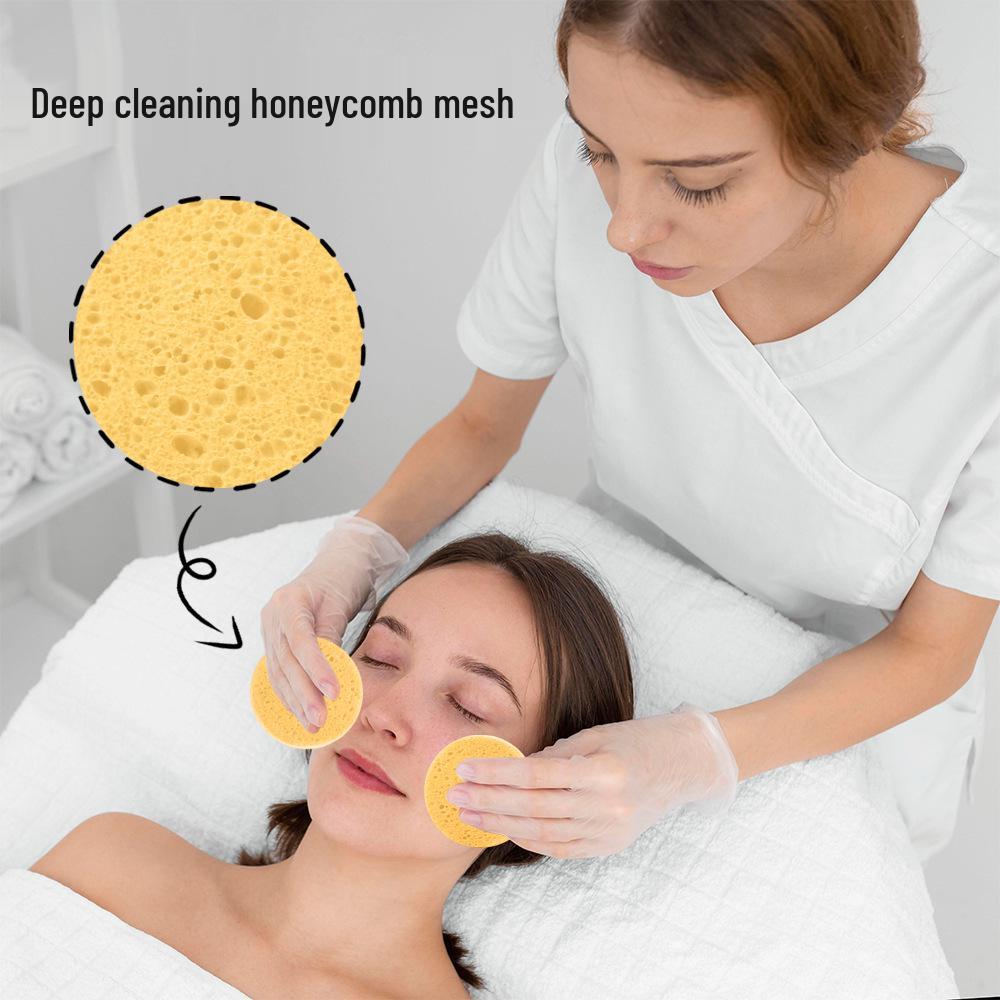 Compressed Cotton Facial Cleansing Puffs, Disposable Makeup Remover Cellulose Sponges for Salon Use.