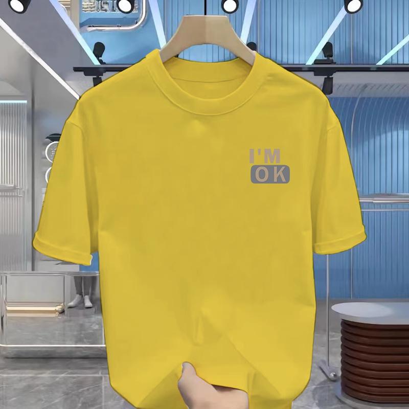 Men's T-shirt Summer Street Jumper T-shirt Men's and Women's Breathable Clothing Classic Letter-printed Cotton Short-sleeved Top