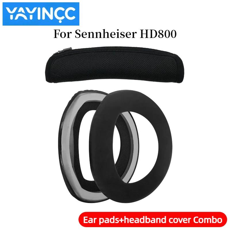 YAYINCC Replacement Sheepskin/Nanoleather Ear pads+Zipper headband cover Combo for SennheiserHD800 Headphone Earpad Repair Parts
