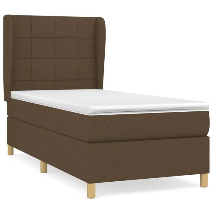 3128504 vidaXL Lit à sommier tapissier avec matelas Marron foncé 100x200 cm