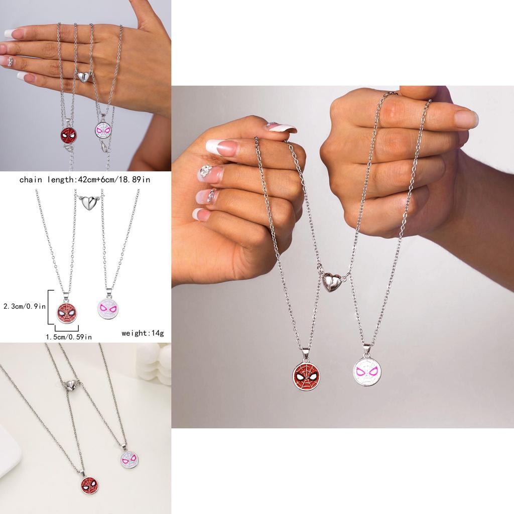 Spiderman Paar Magnetische Halskette mit Geometrischem Anhänger für Frauen