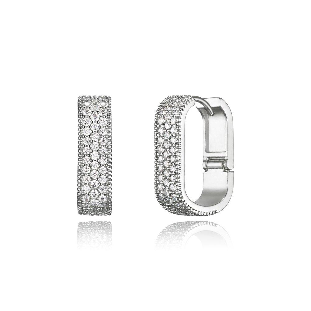 Silver Oversized One-Touch Fine Earrings Gisvee124
