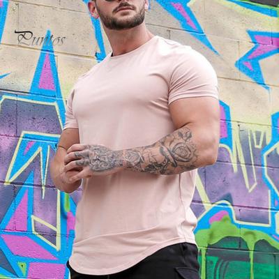 Herren-Shirt, Rundhalsausschnitt, kurzärmelig, einfarbig, weich, atmungsaktiv, normale Passform, lässig, Sport, Fitness, Alltagskleidung