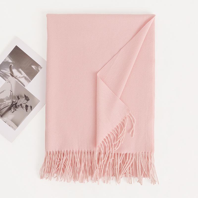 Cashmere Feel Solid Color Women's Imitation Cashmere Scarf 1116 Winter Atmosphere Korean Versatile Medium and Long Shawl Scarf
