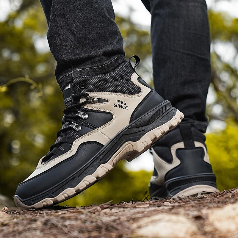 Men's boots four seasons new soft-sole anti-slip comfort casual boots fashion youth outdoor work boots breathable high-top boots