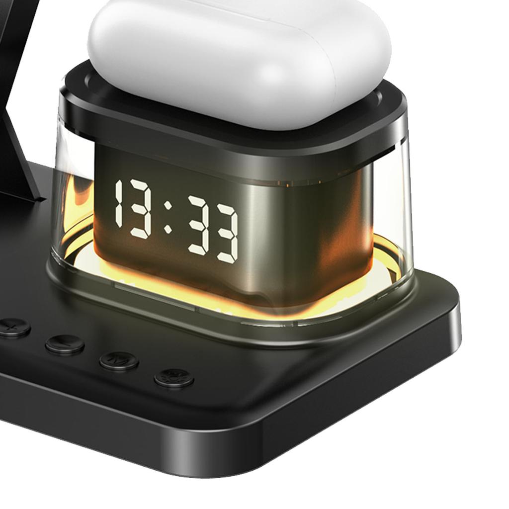 5 In 1 Charging Station Clock Night Light Function Portable Wireless Charger for Mobile Phone Watch