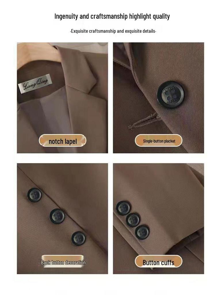 Schwarze lässige Anzugjacke für Damen - Frühjahrs- und Herbstmode mit Rückenschlitz