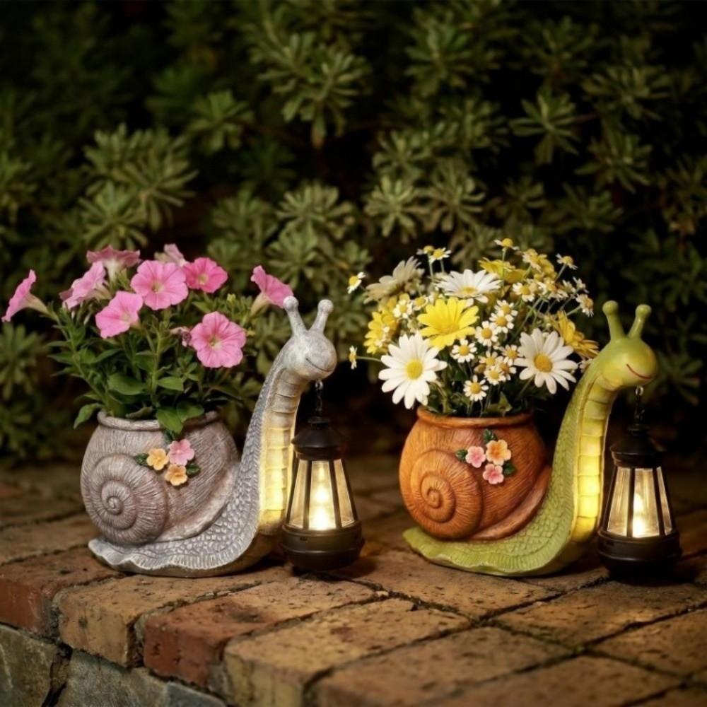 Pot de fleur statue escargot en résine Résistant au soleil Pot de fleurs décoratif en résine Mignon Vase de jardin Décoration de jardin