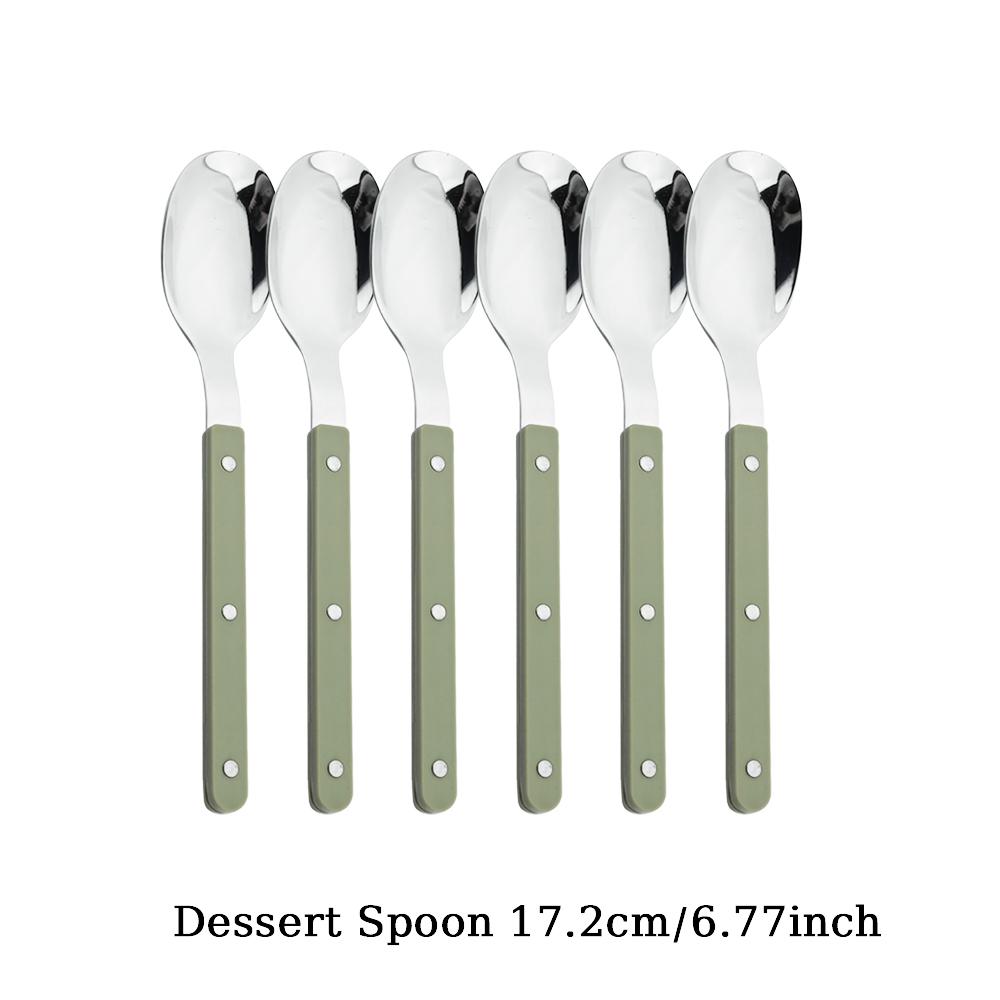 ABS Handle Rivets Decoration Cutlery Set Stainless Steels Dinner Set Green Fork Knife Spoon Western Dinnerware Kitchen Flatware