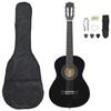 VidaXL Classical Guitar Set for Beginners 8 Pcs Black 1/2 34"