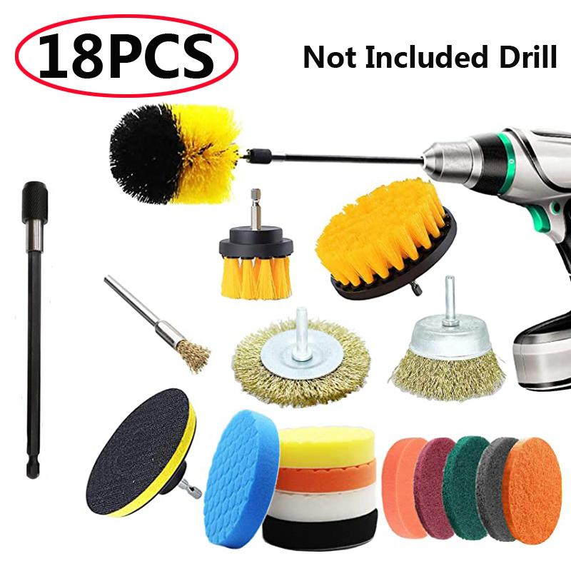 Car Detailig Brushes Set Drill Brush Attachment Set Heavy Duty Power Scrubber Brushes for Bathroom Kitchen Auto Cleaing Supplies