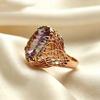 European and American, gold-plated ring inlaid with oval purple zircon ring, luxury fashion ring.