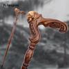 Brown Skull Wooden Fashion Walking Stick Decorative Vampire Cospaly Party Wood Walking Cane Halloween Mace Wand Crosier 96cm