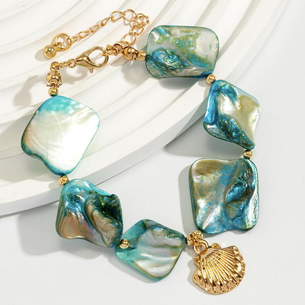 2026 European Cross-Border Starfish & Shell Alloy Necklace - Retro Summer Mermaid Design