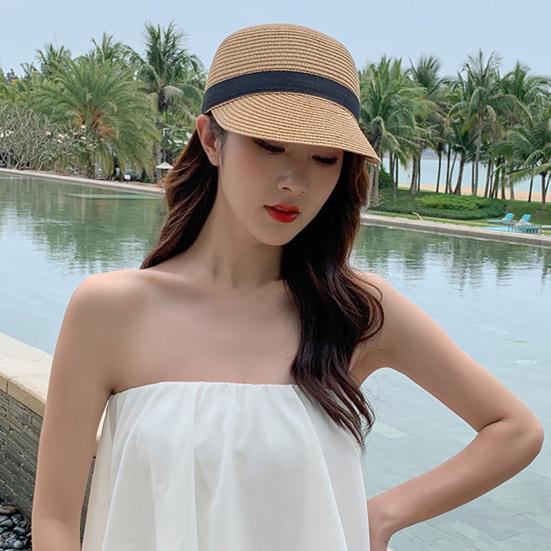 Sun Hat Sun Protection Wide Brim Windproof Anti-UV Adjustable Bee Decoration Hand Weaving Sun Visor Hat Daily Accessory