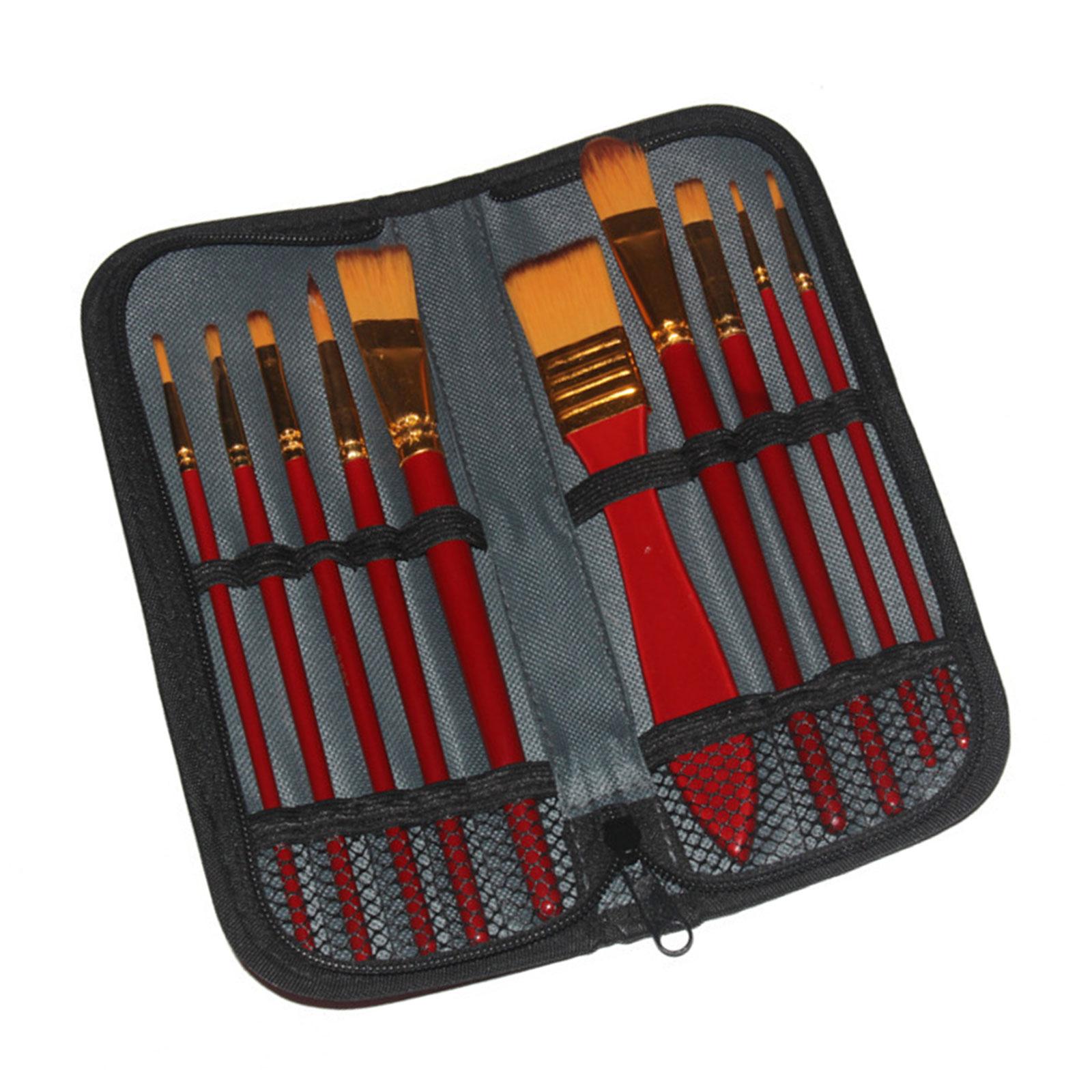 

10 шт. профессиональная художественная кисть с футляром для хранения акварельная кисть для масляной акриловой живописи акварелью наскальная живопись