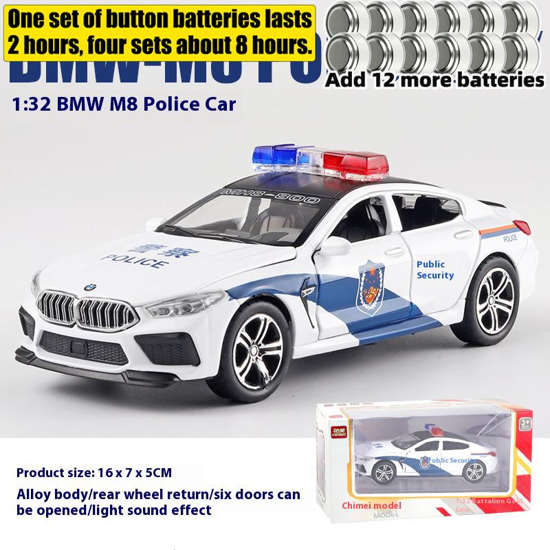 1:32 BMW M8 Police Alloy Car Diecast Model Children Vehicle Model Toy Display Collection Ornament Decoration Gift For Childrens