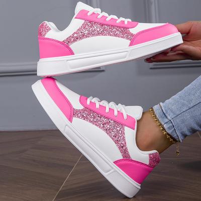 Women's Shoes Bling Flats Pink Shoes Wear-Resistant Sports Sneakers