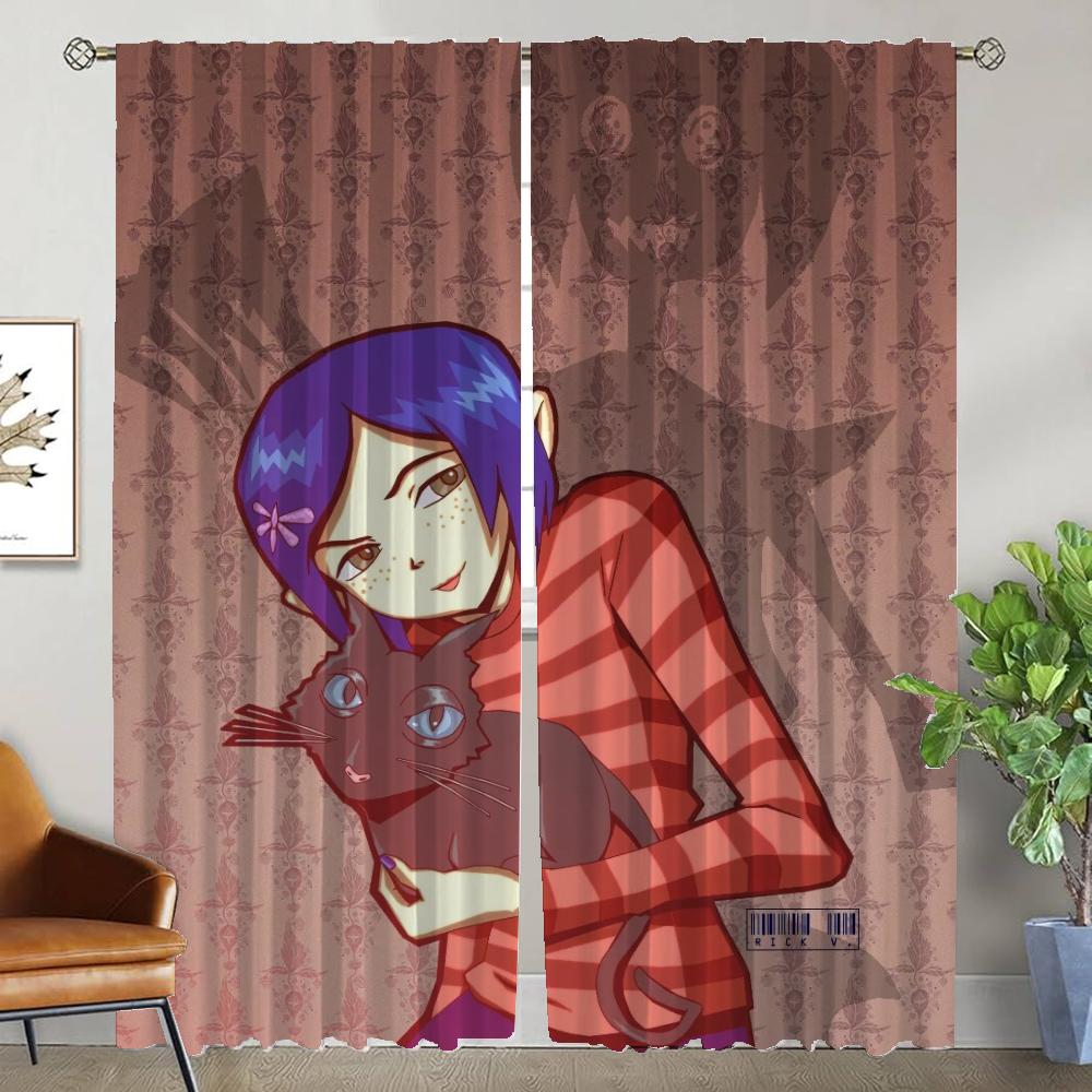 

Coralines Современные Шторы Для Гостиной 2 Части Затемняющие Шторы для Камеры Раздела Хэллоуин Украшения Окна Шторы Для Детей W50xH70cmx2pcs-CL