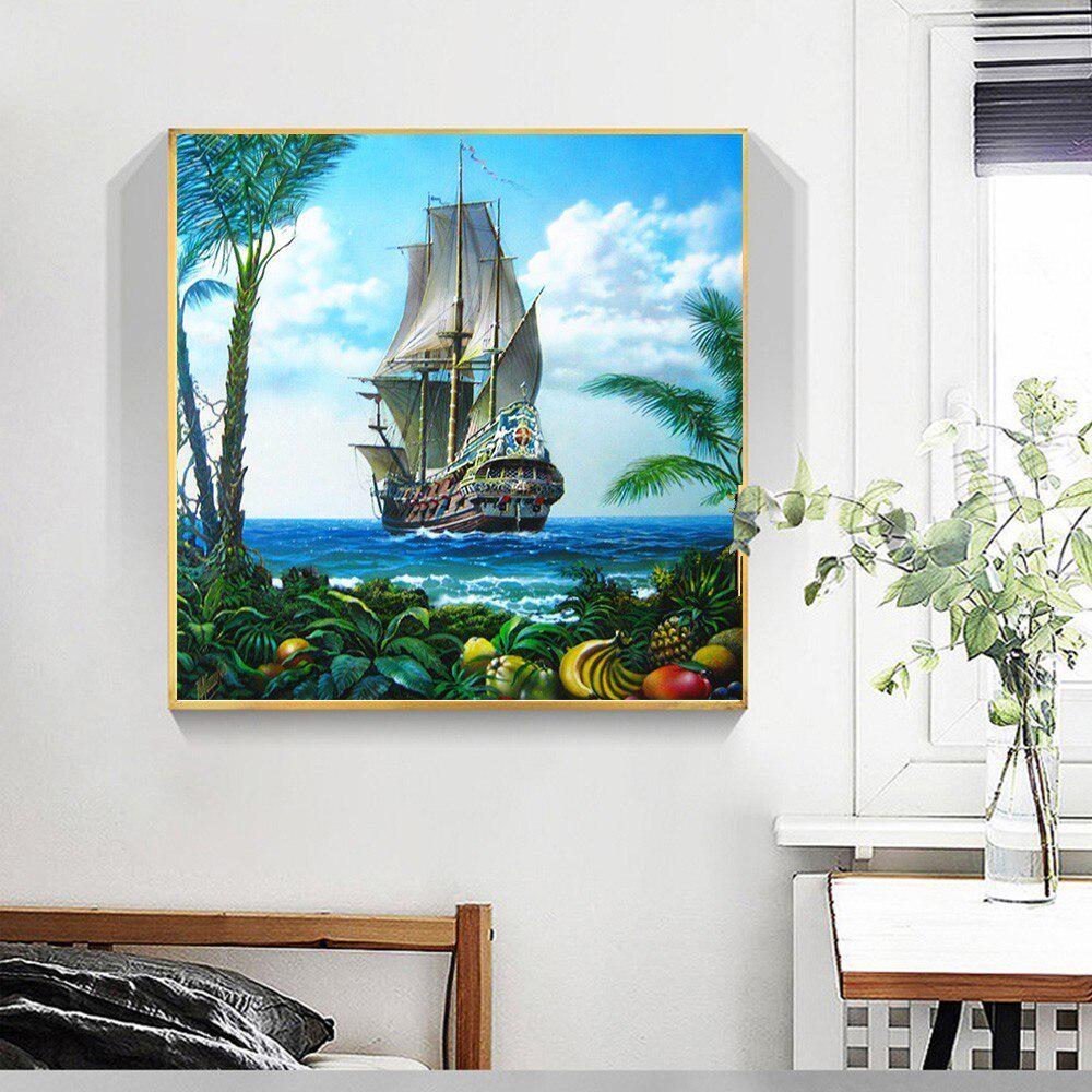 5D Diamond Painting Full Round Landscape Sailboat Diamond Embroidery Sale Diamond