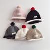 Cute Plush Ball Children Melon Caps Woolen Yarn Baby Knit Hat Korean Crochet Bonnet  Girls Boys