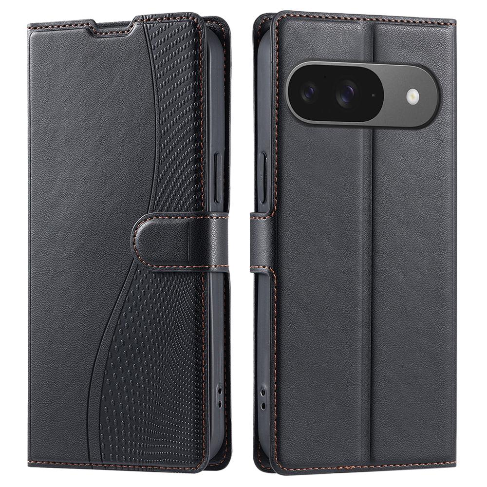 

For Google Pixel 9 Pro/Pixel 9 Case Dots Imprinted PU Leather Flip Phone Cover with Card Slot, Strap A