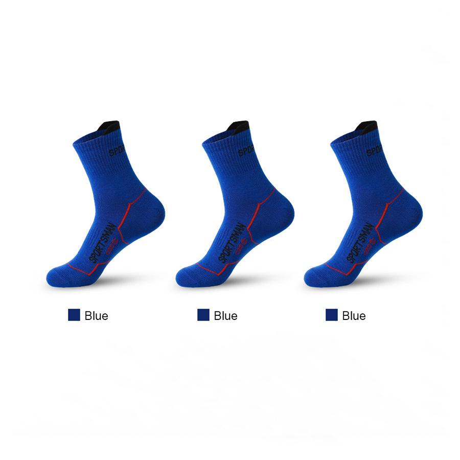 

3 пары мужских носков для занятий спортом на открытом воздухе, высококачественные, удобные, мягкие, сцепляющиеся с землей, новые стильные носки с буквенным принтом среднего размера для бега EU38-43 синий